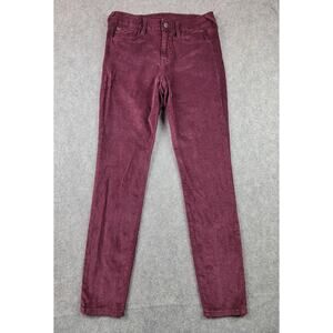 True Religion Jeans Womens 27 Burgundy Jennie Midrise Velveteen Skinny Stretch